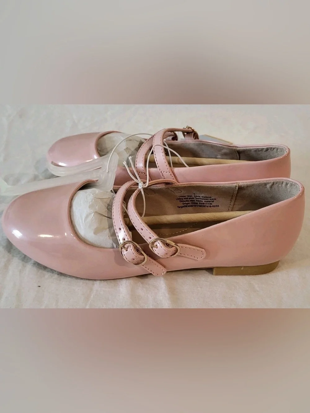 Cat & Jack Blush Pink Patent Double-Strap Mary Jane Flats